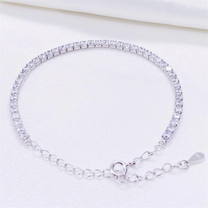 925 Sterling Silver Tennis Bracelet For Women Sparkling Full Rhinestone Inlaid Link Chain Adjustable Elegant Jewelry Gift