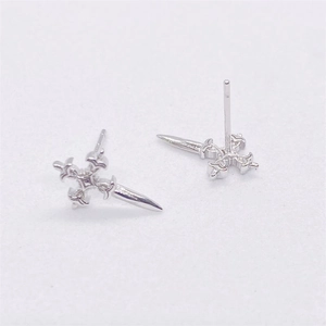 Gothic S925 sterling silver cross sword stud earrings for men and women punk jewelry