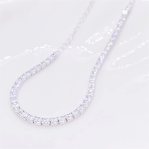 Close-up of sparkling S925 sterling silver tennis bracelet with cubic zirconia inlay