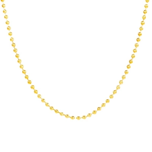 Classic S925 sterling silver ball chain necklace with polished gold finish in U-shape
