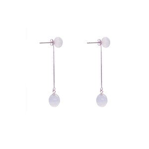 S925 Sterling Silver Cat Eye Stone Ear Thread Earrings Minimalist Round Beads Long Drop Tassel Earline Jewelry For Women