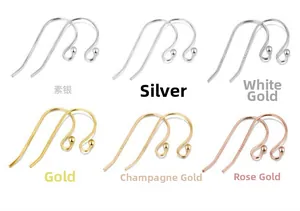 Detailed view of six different plating colors for S925 sterling silver earring hooks