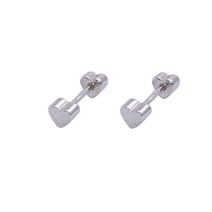 925 Sterling Silver Heart Stud Earrings For Women Men Minimalist Double Heart Screw Back Piercing Jewelry Platinum Color