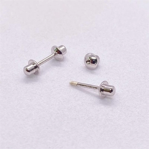 Minimalist S925 sterling silver bullet screw earrings with threaded pins and ball backs