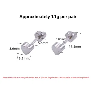 Detail of S925 sterling silver heart screw back studs with exact size measurements