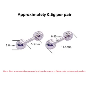 Close-up of S925 sterling silver screw stud earrings with engraved hallmark and 0.6g weight