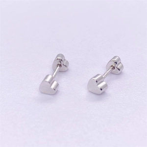 Minimalist S925 sterling silver double heart screw back stud earrings for women and men