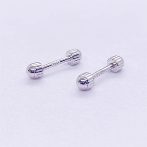 Minimalist S925 sterling silver barbell screw stud earrings for men and women