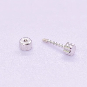 Minimalist S925 sterling silver screw back stud earring with hexagonal geometry design