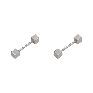 Minimalist S925 sterling silver square screw stud earrings with a sleek barbell design