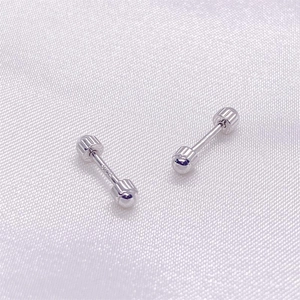 Minimalist S925 sterling silver screw ball stud earrings for cartilage on white satin