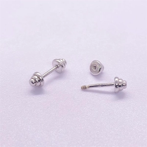 Minimalist S925 sterling silver barbell stud earrings with screw-back design for women and men