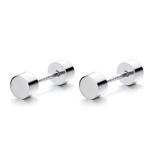 Orecchini a Bottone a Manubrio in Argento Sterling 925 Minimalisti Industriali con Chiusura a Vite Geometrici Tondi Unisex