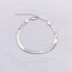 Bracelet élégant en argent sterling 925 maille serpent plate avec fermoir ajustable