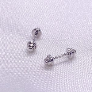 Minimalist S925 sterling silver dumbbell screw stud earrings with a sleek metallic finish
