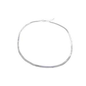 Minimalist S925 sterling silver flat herringbone snake chain with adjustable lobster clasp