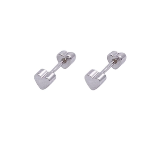 Polished S925 sterling silver double heart screw back stud earrings for women and men