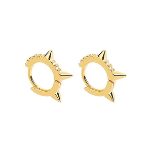 925 Sterling Silver Spiked Huggie Hoop Earrings For Women Men Punk Rhinestone Spikes Geometric Gothic Fashion Jewelry Gifts