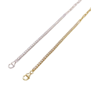Bracelet élégant en argent 925 avec maillons trombone et pierres de zircon brillantes