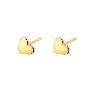 Boucles d'oreilles cœur minimalistes en argent S925 avec finition dorée polie