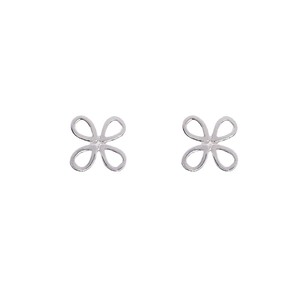 Minimalist S925 sterling silver hollow four-leaf clover stud earrings in silver finish
