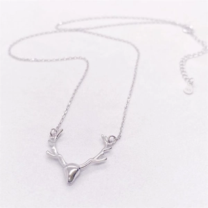Minimalist S925 sterling silver deer necklace with adjustable cross chain for women
