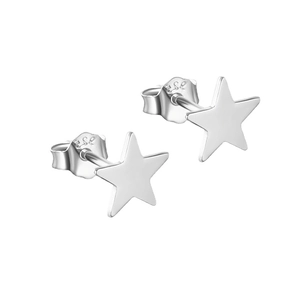 Minimalist S925 sterling silver star stud earrings with a polished finish and butterfly backs