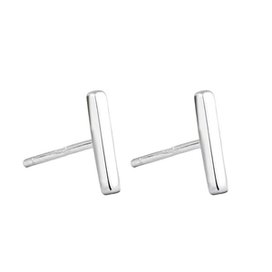 Minimalist 925 Sterling Silver Bar Stud Earrings For Unisex Polished Geometric Stick Earrings Simple Fashion Jewelry Earring