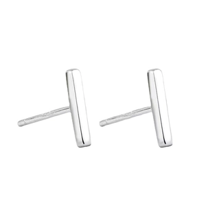 Minimalist S925 sterling silver bar stud earrings with polished smooth vertical finish