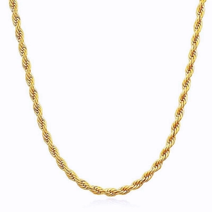 Collier Chaîne Corde en Argent Sterling 925 Hip Hop pour Hommes Femmes Électroplaqué Or Or Blanc Twist Corde Bijoux
