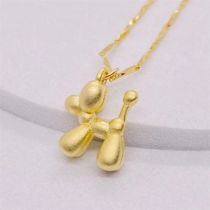Collier Pendentif Chien Ballon en Argent Sterling 925 Plaqué Or Dépoli Bijoux Animaux Mignons pour Femmes Hommes Cadeau