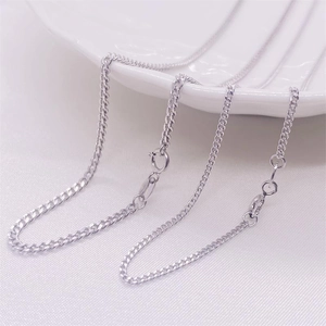 925 Sterling Silver Curb Chain Necklace For Men Women Minimalist Platinum Plated Geometric Link Chain Choker Jewelry Gift