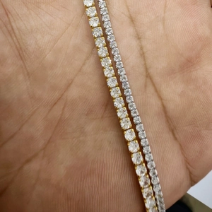 Detailed comparison of gold and silver S925 sterling silver tennis bracelets with cubic zirconia