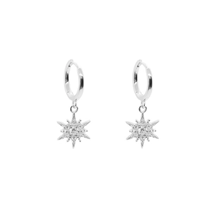 Elegante S925 Sterlingsilber Creolen mit funkelnden Stern-Anhängern für Damen