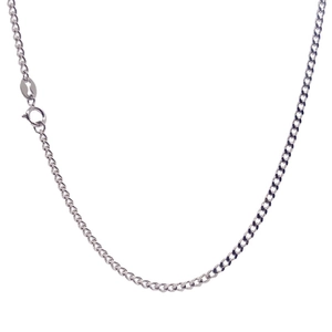 Polished silver S925 sterling silver curb chain necklace with a classic spring clasp