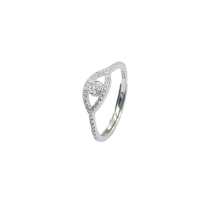Trendy S925 Sterling Silver Evil Eye Open Ring For Women Adjustable Rhinestone Jewelry Platinum Plated Finger Ring Gift