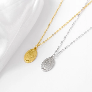 Elegant gold and silver S925 sterling silver Virgin Mary oval medallion necklaces