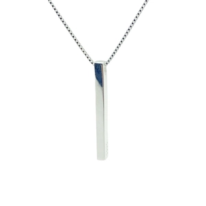 Pendentif colonne rectangulaire en argent sterling S925 sur collier chaîne boîte mince