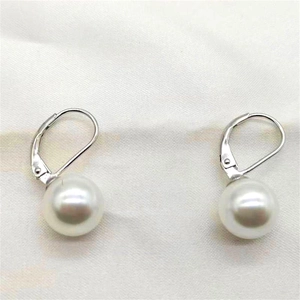 925 Sterling Silver Shell Artificial Pearl Leverback Earrings Minimalist Geometric Round Bead Dangle Drop Jewelry For Women Trendy