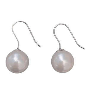 Klassische S925 Sterlingsilber Hakenohrringe mit eleganten runden weißen Perlen für Damen