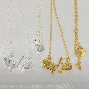 S925 sterling silver Gemini angel and demon pendant necklaces in silver and gold finishes