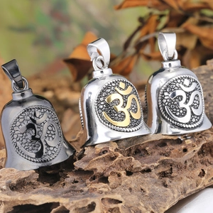 Vintage 316 Stainless Steel Bell Pendant Retro Viking Celtic Knot Om Eye Of Horus Symbol Nordic Punk Jewelry For Men Women