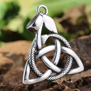 Vintage Nordic Viking Celtic knot and snake titanium steel pendant necklace for men