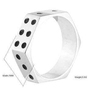 Anello dado esagonale industriale in acciaio inossidabile argento 7mm, gioiello punk
