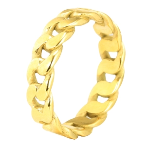 Bague Cubaine Unisexe en Acier Inoxydable 304 Plaqué Or Chaîne Tressée Anneau Hip Hop Bijoux pour Hommes Femmes