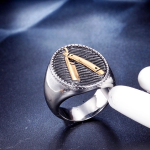 Vintage Men's 316L Stainless Steel Straight Razor Signet Ring Barber Shop Theme Punk Industrial Style Jewelry Finger Ring