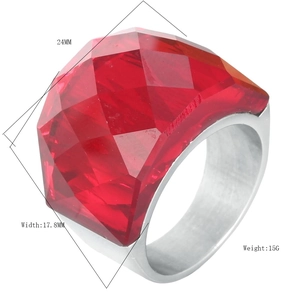 Bague Large en Acier Inoxydable Mode pour Femme Anneau Large avec Strass Multifacettes Incrusté Bijoux Géométriques Cadeau