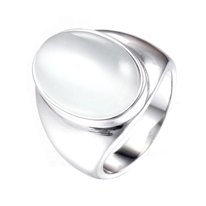 Bague Vintage en Acier Titane pour Hommes Avec Pierre Oeil de Chat Ovale Style Punk Bague en Acier Inoxydable Polie