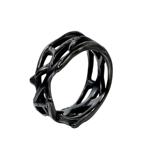 Vintage Gothic Stainless Steel Thorns Branches Open Ring For Men Women Hollow Out Geometric Vine Finger Ring Punk Jewelry Gift