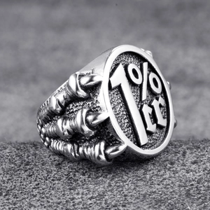 Vintage Punk Herrenring aus Titanstahl mit 1%er Relief und Adlerkrallen-Design